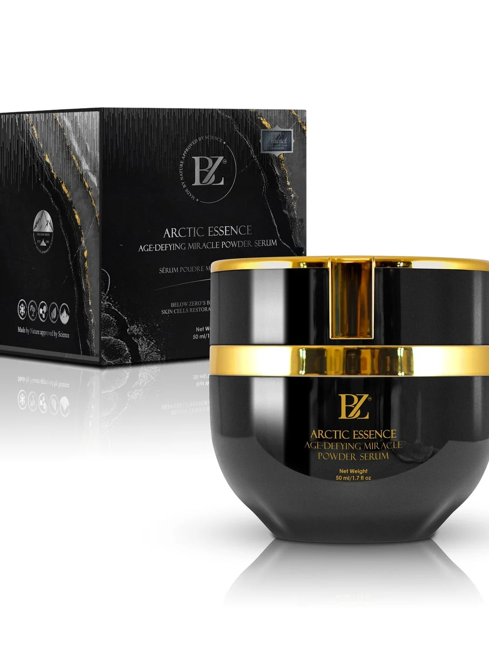 Below Zero Arctic Essence Age-Defying Miracle Powder Serum - Black & Gold